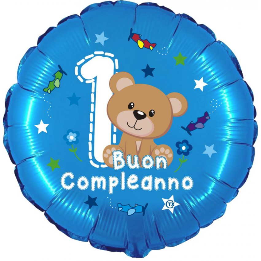 Palloncini Mylar CTX+ - 1° Compleanno Orsetto (18”)